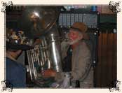 A Clamper musician playing the tuba